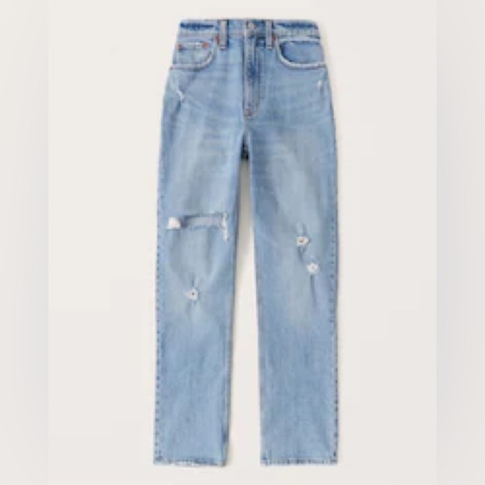 ABERCROMBIE the 90s Straight Ultra High Rise w/ rips